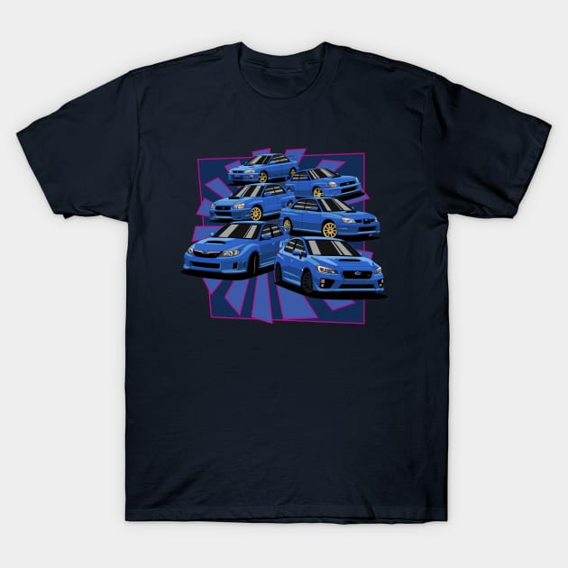 Impreza Generations T-Shirt by AutomotiveArt